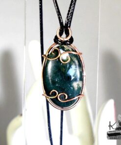 Pendentif Elros en agate mousse serti cuivre