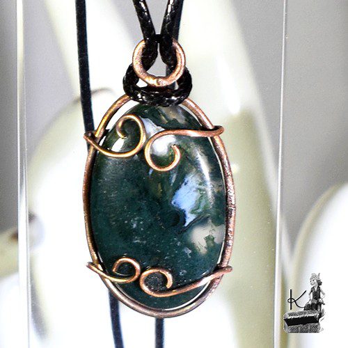 Pendentif Elros - agate mousse et cuivre – Image 11