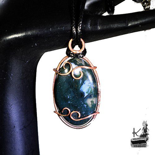 Pendentif Elros - agate mousse et cuivre – Image 9