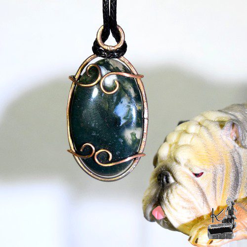 Pendentif Elros - agate mousse et cuivre – Image 7