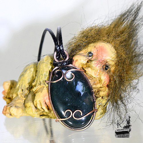 Pendentif Elros - agate mousse et cuivre – Image 5