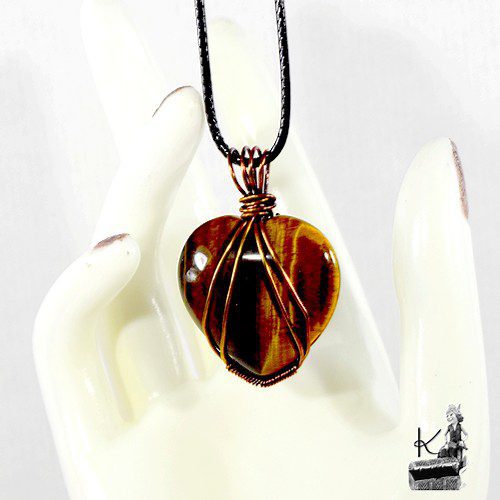 Pendentif Rajah - cœur en œil de tigre – Image 8