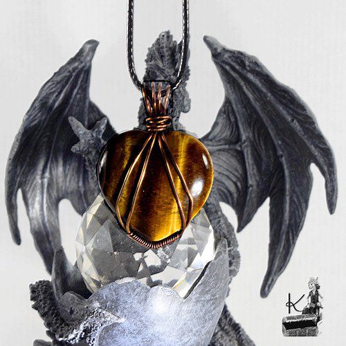 Pendentif Rajah - cœur en œil de tigre – Image 5