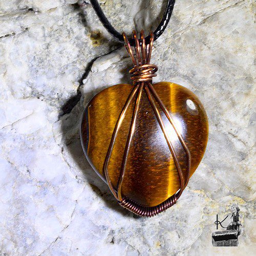 Pendentif Rajah - cœur en œil de tigre – Image 4