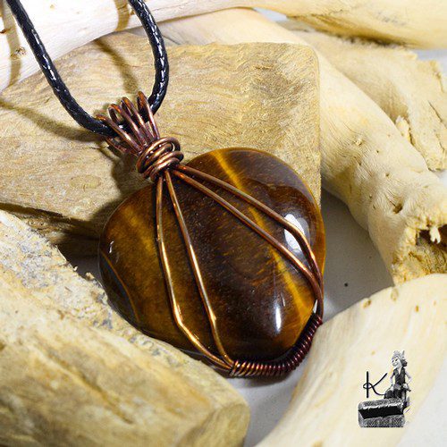 Pendentif Rajah - cœur en œil de tigre – Image 3