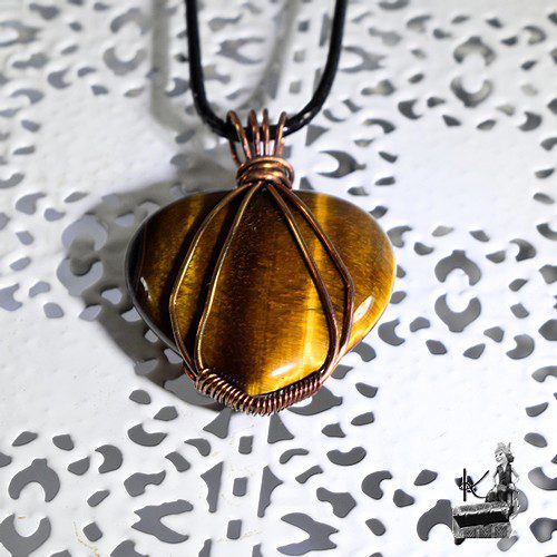 Pendentif Rajah - cœur en œil de tigre – Image 2