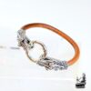 Bracelet Zmej - cuir marron et têtes de dragon