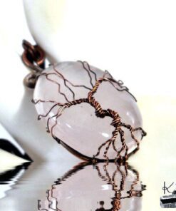 Pendentif arbre de vie madez sur quartz rose