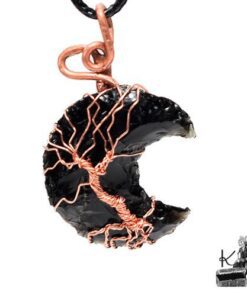Pendentif Latona - lune en obsidienne et arbre de vie – Image 9
