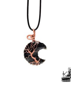 Pendentif Latona - lune en obsidienne et arbre de vie – Image 8