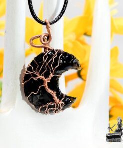 Pendentif Latona - lune en obsidienne et arbre de vie – Image 6