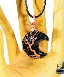 Pendentif Latona - lune en obsidienne et arbre de vie – Image 5