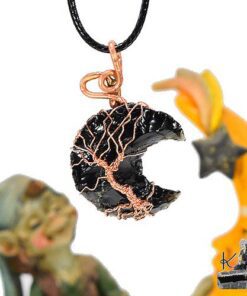 Pendentif Latona - lune en obsidienne et arbre de vie – Image 4