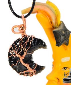 Pendentif Latona - lune en obsidienne et arbre de vie – Image 3