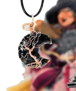 Pendentif Latona - lune en obsidienne et arbre de vie – Image 2