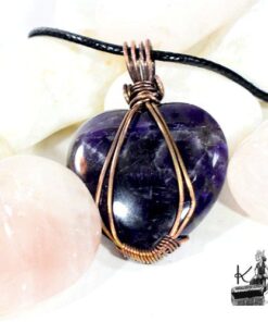 Pendentif Gelmir - coeur en amethyste wire wrapped – Image 5