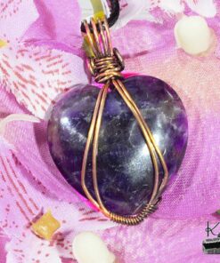 Pendentif Gelmir - coeur en amethyste wire wrapped – Image 3