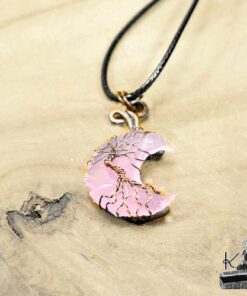 Réservé : Pendentif Hariel - lune en quartz rose et arbre de vie – Image 6