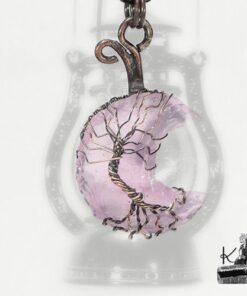 Réservé : Pendentif Hariel - lune en quartz rose et arbre de vie – Image 4