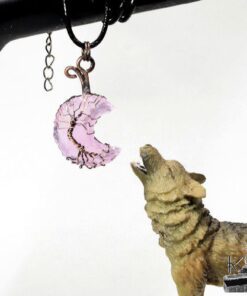 Réservé : Pendentif Hariel - lune en quartz rose et arbre de vie – Image 3
