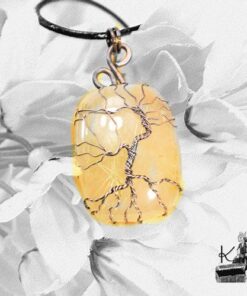 Pendentif arbre de vie Ahez - quartz rutile doré
