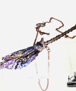 Collier "Balai de sorcière" Hazel - Cyanite noire titane et améthyste – Image 4