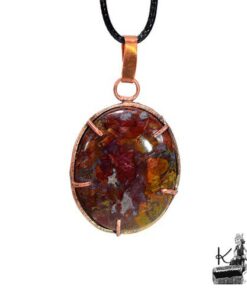 pendentif agate plume serti cuivre aedd