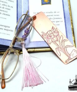 Marque pages Elara cuivre et perles en jade