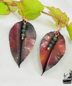 Boucles d'oreille jolan en cuivre et agate mousse