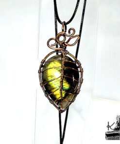 Pendentif Abey - labradorite wire wrapped avec cuivre – Image 5