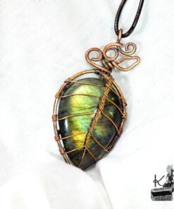 Pendentif Abey - labradorite wire wrapped avec cuivre – Image 6