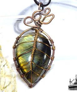pendentif feuille abey en labradorite