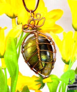 Pendentif Abey - labradorite wire wrapped avec cuivre – Image 11