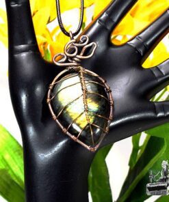 Pendentif Abey - labradorite wire wrapped avec cuivre – Image 9