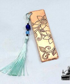 Marque-pages Aiga en cuivre et perles en jade