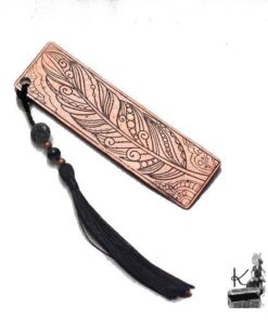 Marque pages Sora avec plume gravée sur cuivre