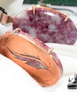 Pendentif Alys - thulite sertie cuivre – Image 2