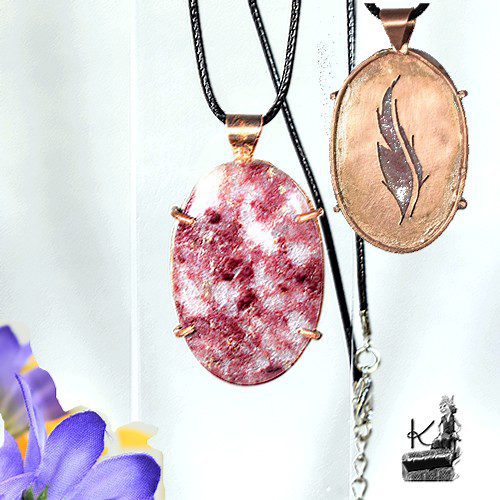 Pendentif amora - thulite sertie cuivre