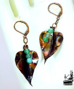 boucles d'oreille derynen cuivre et onyx agate