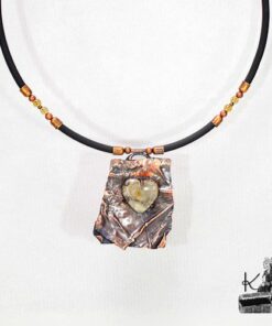 collier fauve en cuivre et crazy lace agate
