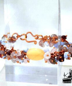bracelet haley - quartz rose-calcedoine-pierre du soleil