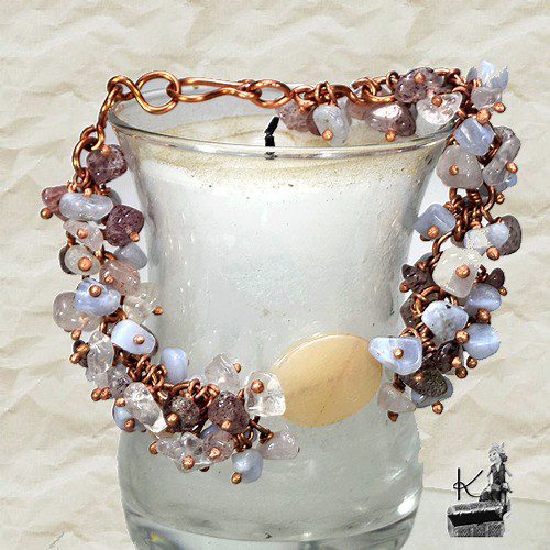 Bracelet Haley - quartz rose, calcédoine, pierre du soleil – Image 3