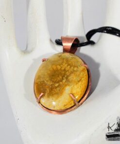 Pendentif betrys - cuivre et fossile corail