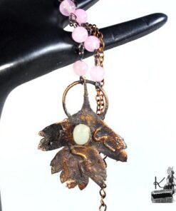 Collier Beren avec pierre de lune et quartz rose