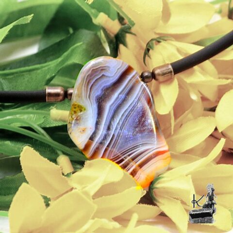 Collier Agate Rubanée Rose 8 Mm Perles Naturelles + Chaîne Acier Inoxydable - A Bijoux