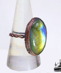 Bague Michel - labradorite et cuivre taille 60 – Image 2