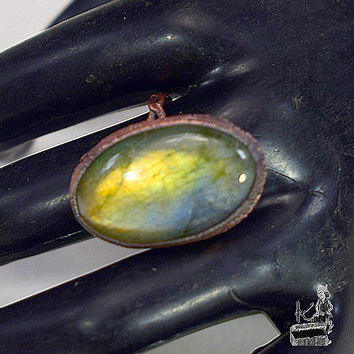 Bague Michel - labradorite et cuivre taille 60 – Image 3