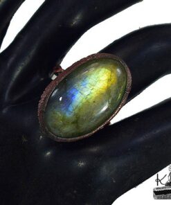 Bague Michel - labradorite et cuivre taille 60 – Image 4