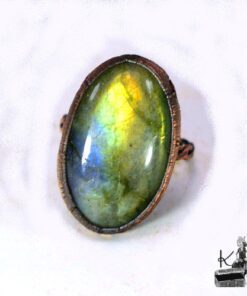 Bague Michel - labradorite et cuivre taille 60 – Image 5