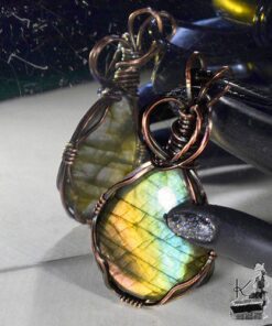 Pendentif Arwen - labradorite wire wrapped avec cuivre – Image 7